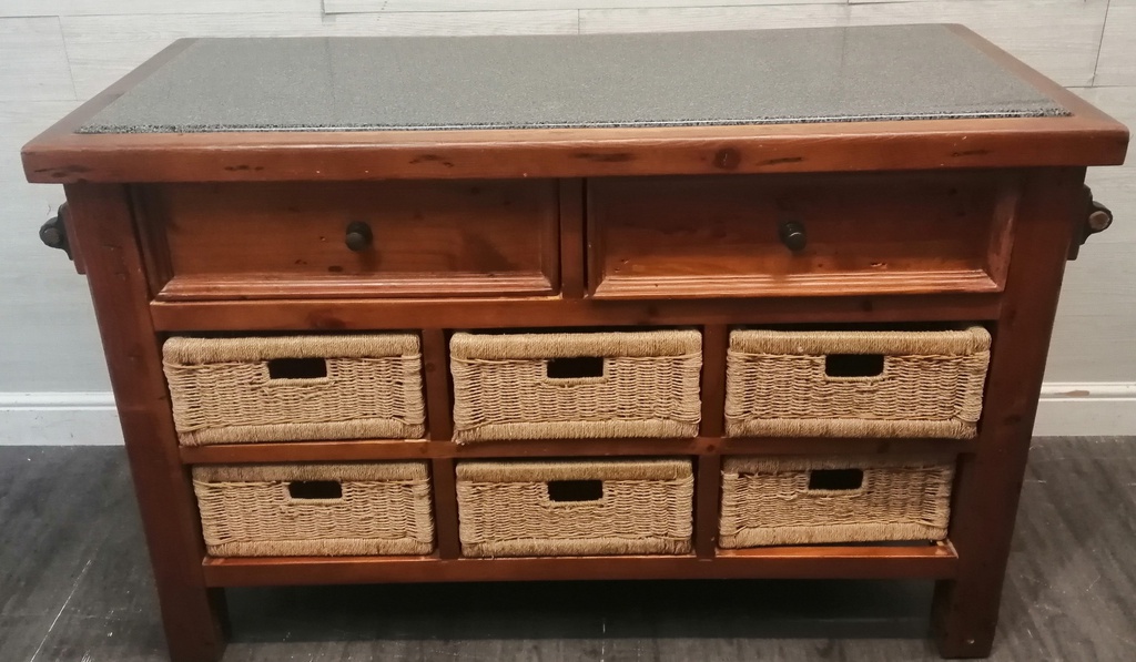 Quality Mexican Pine Kitchen Island with GraniteTop