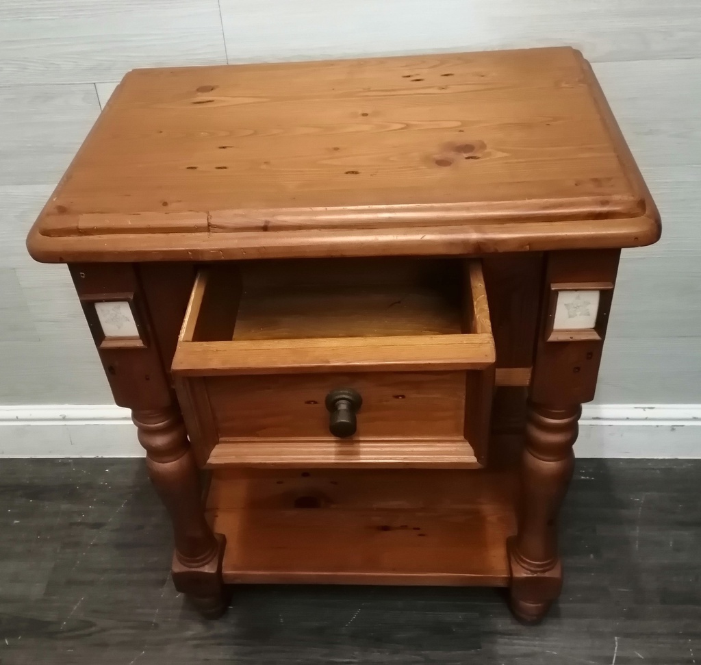 Quality Mexican Pine Side Table with Drawer
