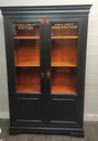 LOVELY PAINTED GLASS DISPLAY BOOKCASE / CABNIT