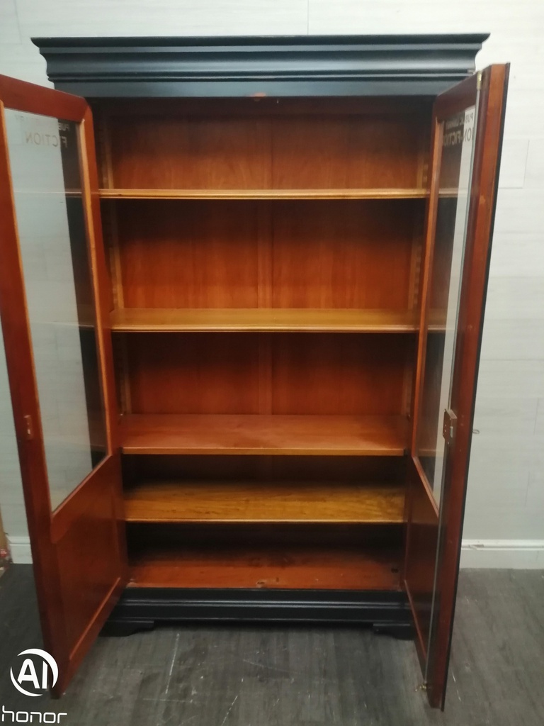 LOVELY PAINTED GLASS DISPLAY BOOKCASE / CABNIT