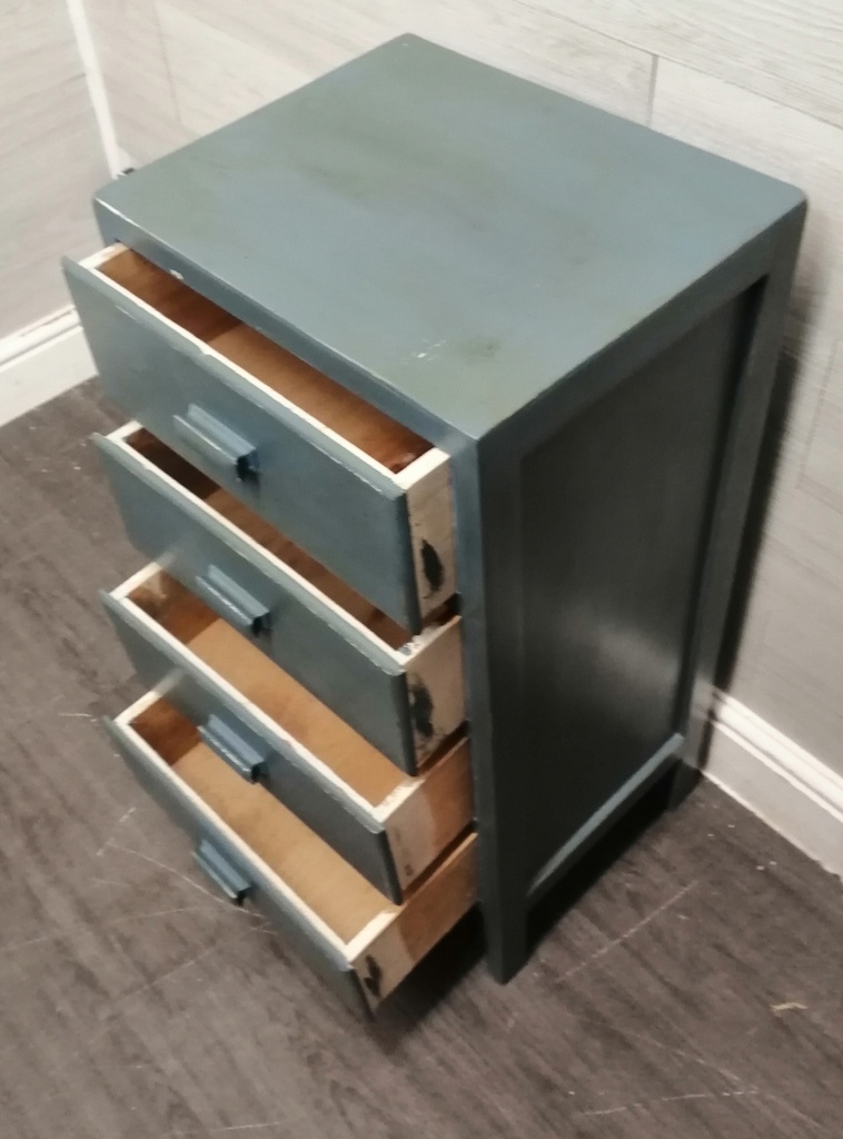 Painted retro four drawer bedside chest / side table