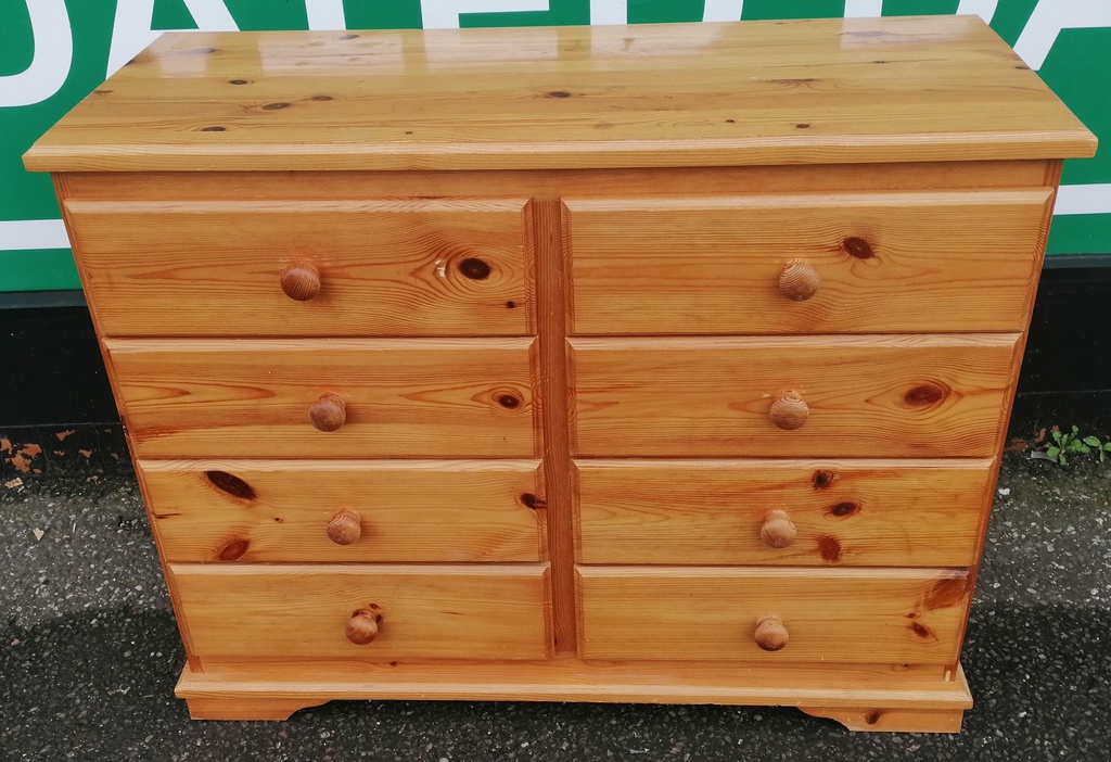 Pine 8 drawer merchant style chest