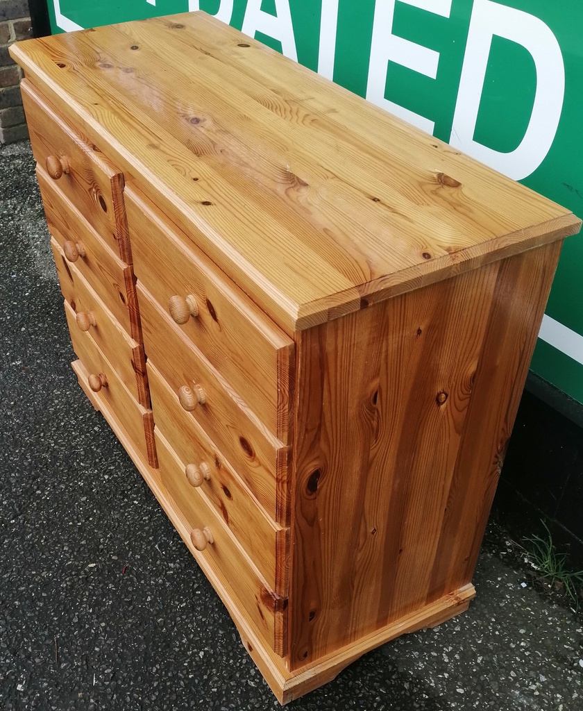 Pine 8 drawer merchant style chest