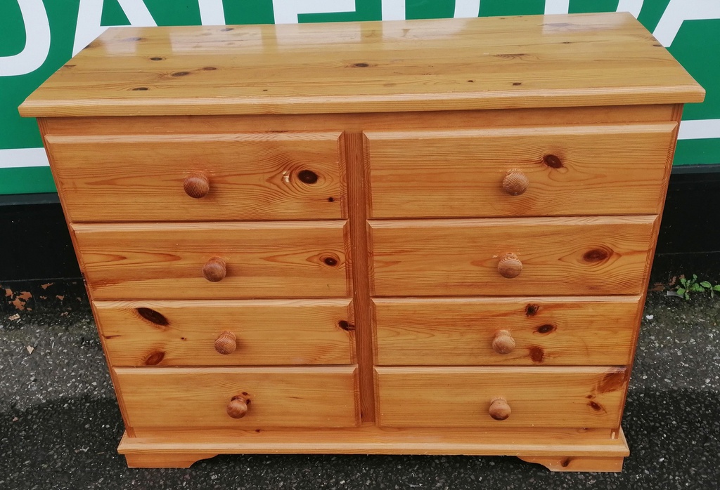 Pine 8 drawer merchant style chest
