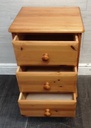Quality solid pine three drawer bedside chest