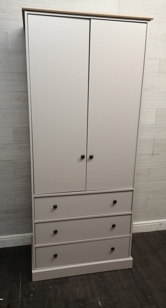 Neat Grey Double Wardrobe with Drawers