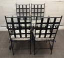 Black Metal Frame Glass Top Table &amp; Four Chairs