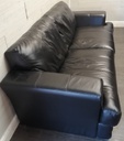 Quality black leather three seater sofa