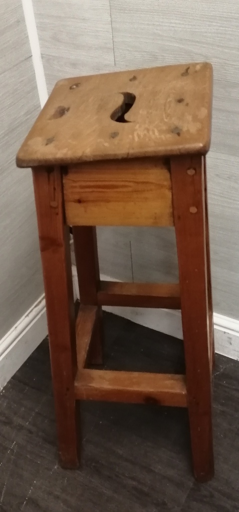 LOVELY OLD PINE SCHOOL LAB STOOL