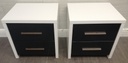 Pair of two drawer modern black &amp; white bedsides
