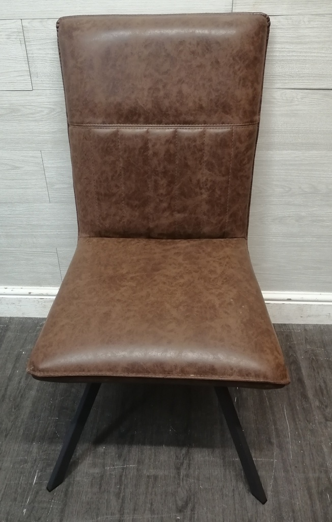 SET 4 MODERN BROWN  FAUX LEATHER DINING CHAIRS
