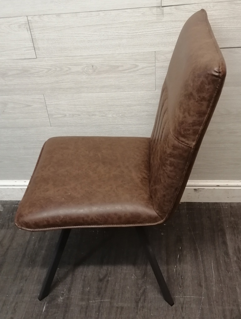 SET 4 MODERN BROWN  FAUX LEATHER DINING CHAIRS