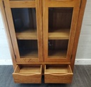 OAK GLAZED FRONTED DISPLAY UNIT WITH DRAWERS