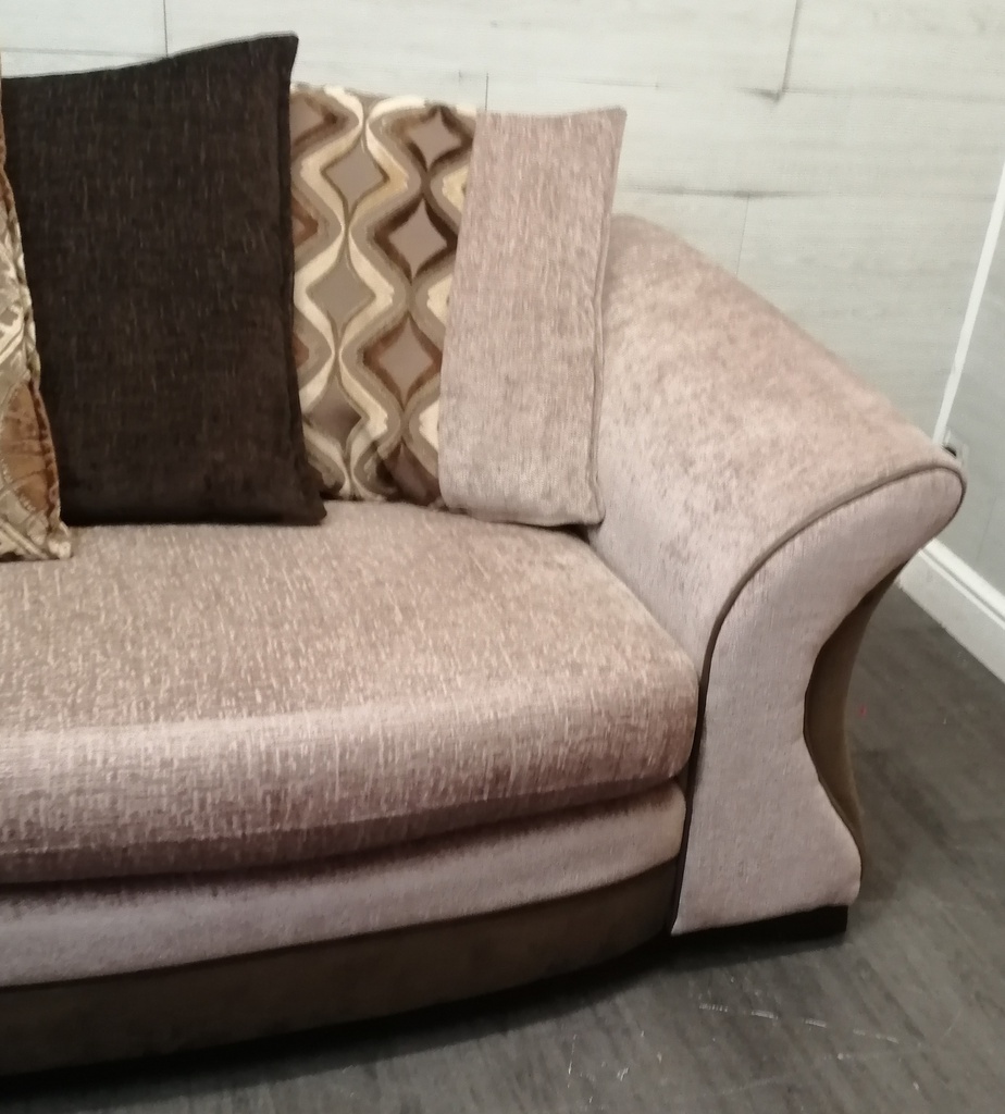 Large DFS Brown Toned Four SEATER CHAISE-END SOFA