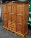 Large Solid Pine Four Door Wardrobe With Drawers