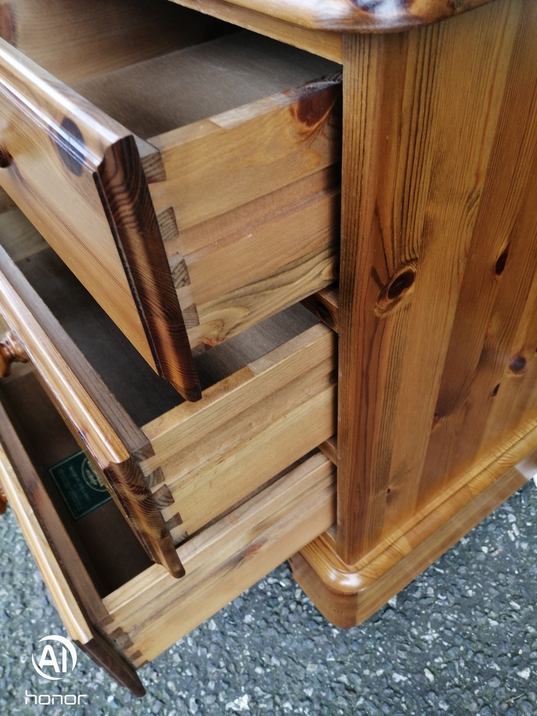 DUCAL Pine Three Drawer Bedside Chest