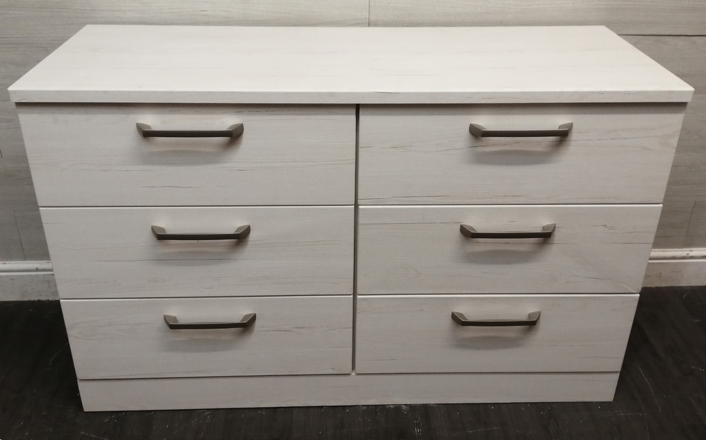 WHITE/GREY SIX DRAWER MERCHANT STYLE CHEST