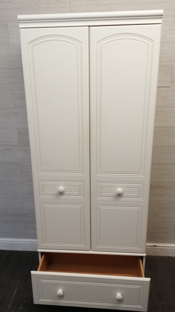 White ALSTONS Double Wardrobe with Drawer
