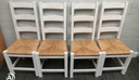 4 X RUSH SEATED LADDER BACK SHABBY CHIC DINING CHAIRS