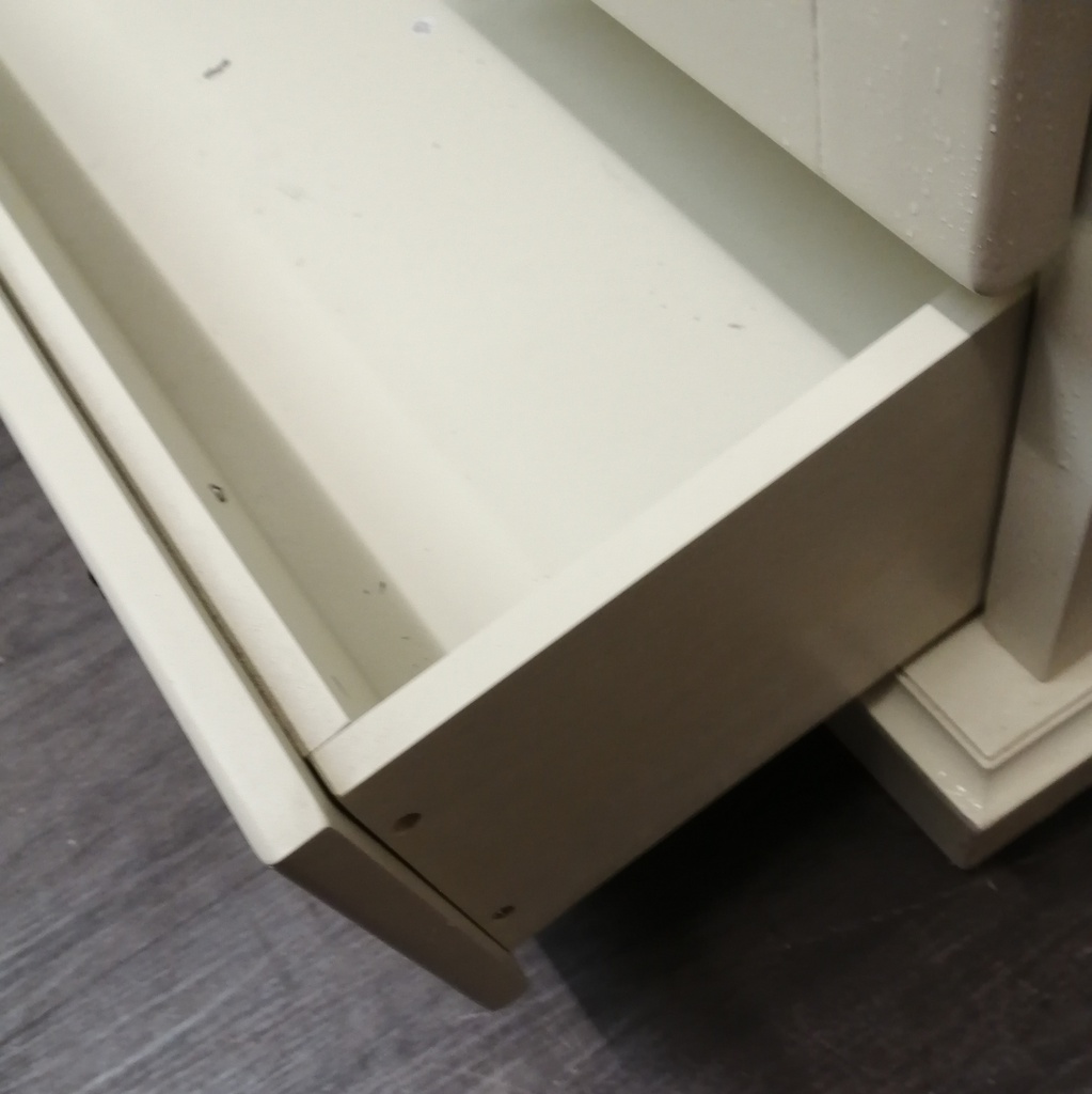 CREAM GLAZED FRONTED DISPLAY UNIT WITH DRAWER