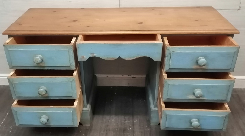 Solid Pine Painted Seven  Drawer Dressing Table / Desk