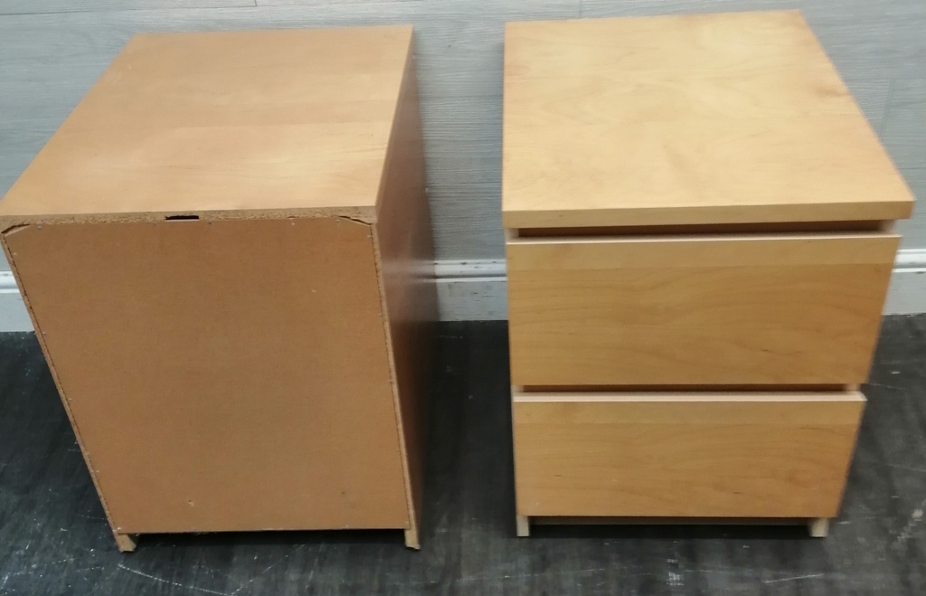 Pair of beech style bedside chests