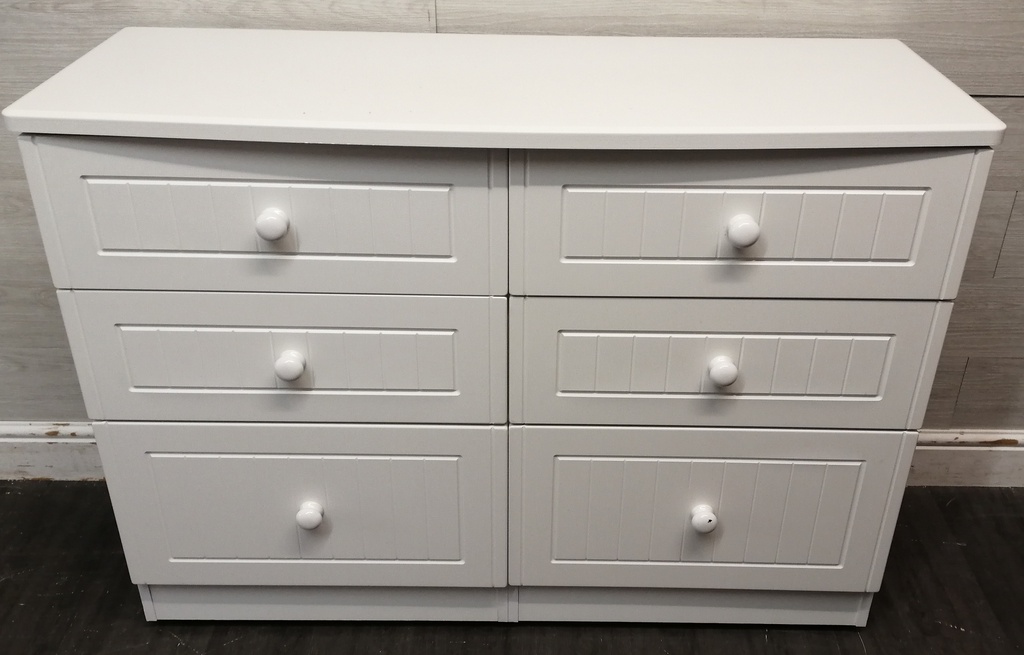 WHITE SIX DRAWER MERCHANT STYLE CHEST