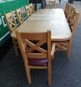 QUALITY OAK EXTENDING 11FT TABLE AND 10 CHAIRS