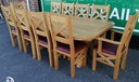 QUALITY OAK EXTENDING 11FT TABLE AND 10 CHAIRS