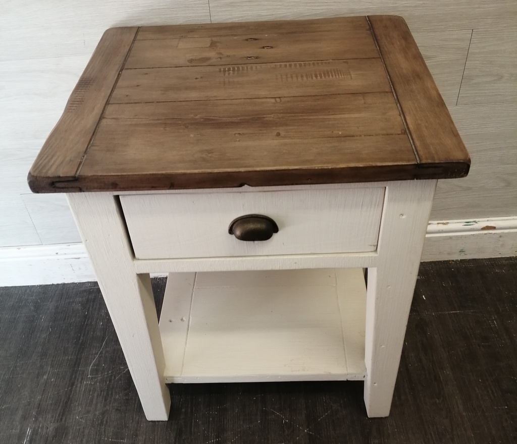 Rustic reclaimed wood side table