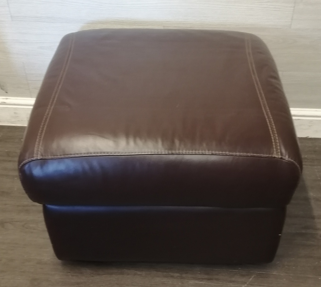 quality BROWN LEATHER STORAGE FOOTSTOOL