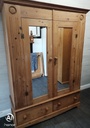 QUALITY LARGE 2 DOOR PINE WARDROBE with mirrors