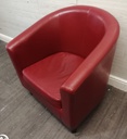 Red faux leather tub chair
