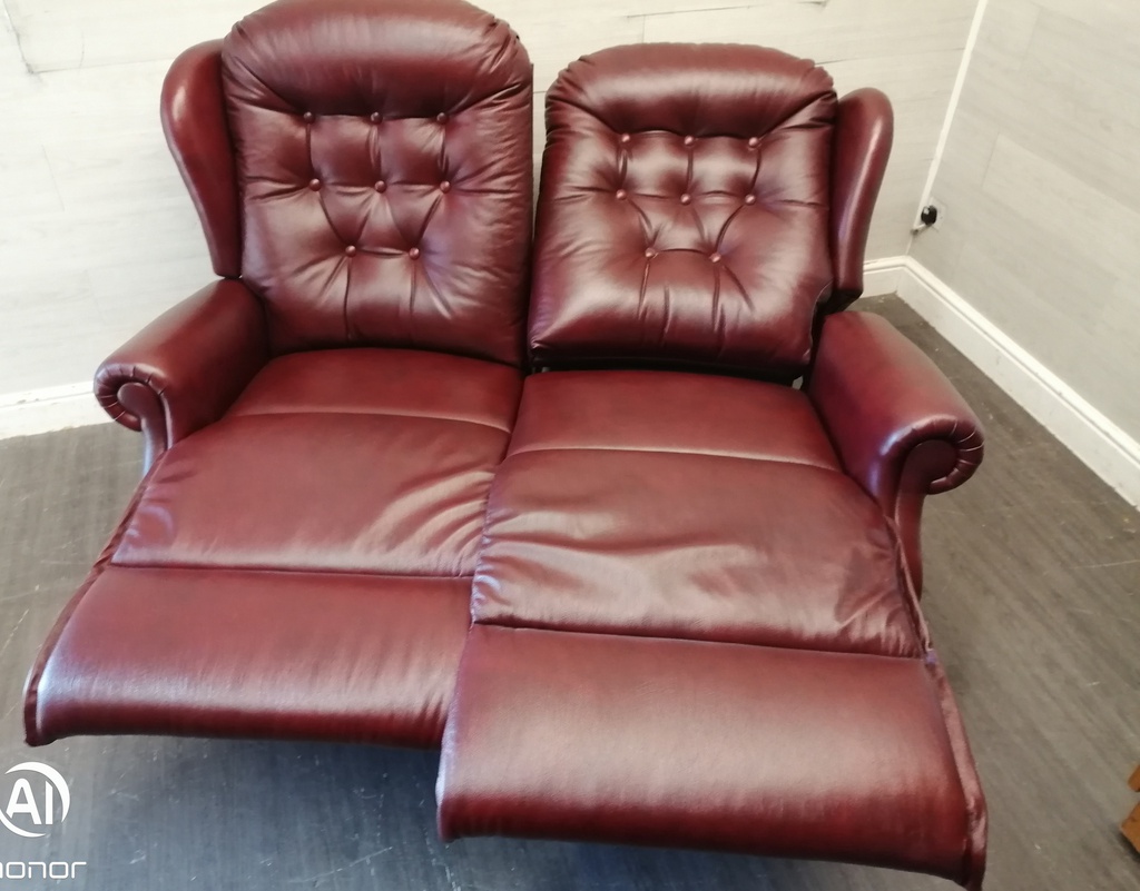 Lovely High Back Leather Two Seater Recliner Sofa