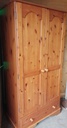 Double pine wardrobe with drawer