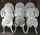 Set of six metal garden chairs