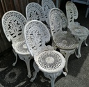 Set of six metal garden chairs