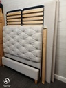LOVELY 4ft 6" BEIGE TONED BUTTON BACK BED FRAME