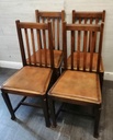 SET OF 4 OAK CHAIRS WITH LEATHER SEATS