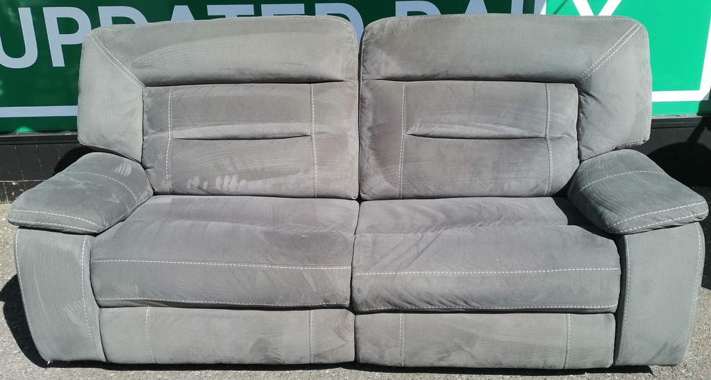 GREY TONED LARGE  TWO SEATER RECLINER SOFA