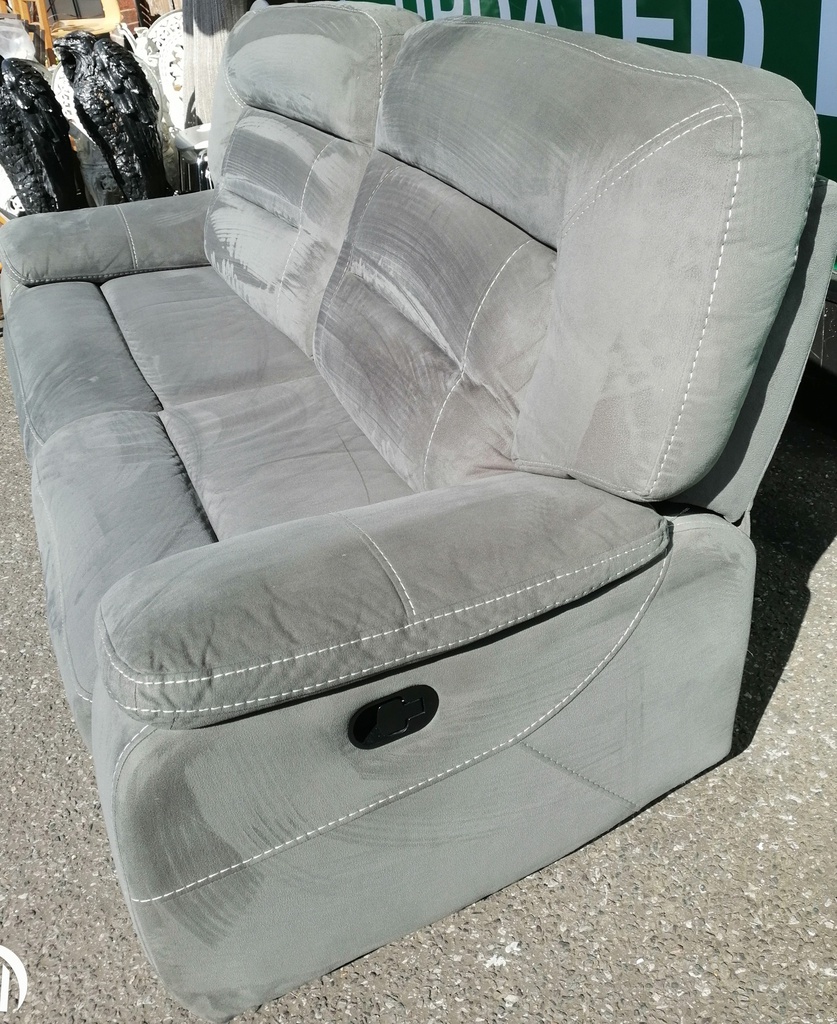 GREY TONED LARGE  TWO SEATER RECLINER SOFA