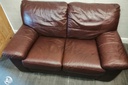 TWO SEATER BROWN LEATHER SOFA