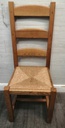 Six X SOLID OAK LADDER BACK DINING CHAIRS.