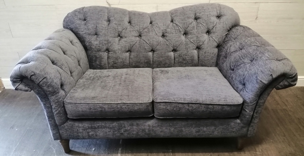 Grey Button Back Chesterfield Style Sofa