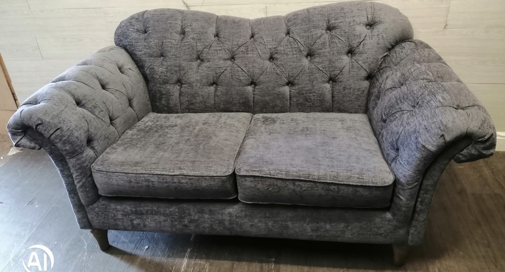 Grey Button Back Chesterfield Style Sofa