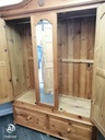 Quality triple size solid pine wardrobe with mirror &amp; drawers