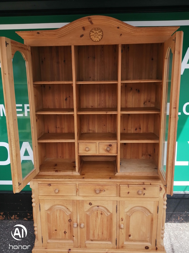 Part glazed pine dresser