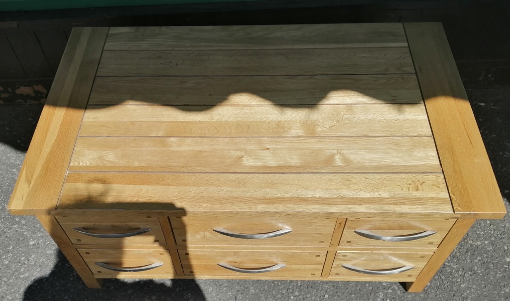 Oak Coffee Table With bank of Drawers