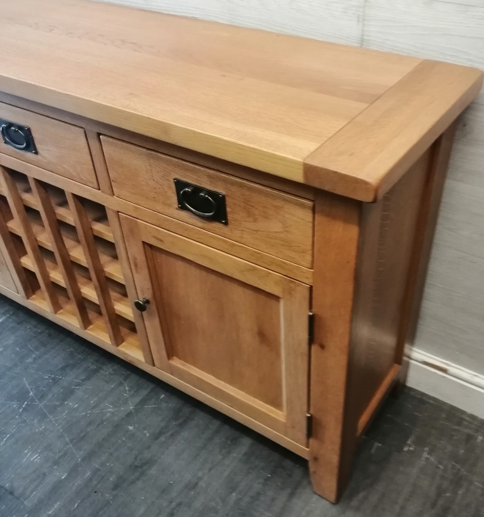 TRIPLE OAK SIDEBOARD WITH WINE RACK