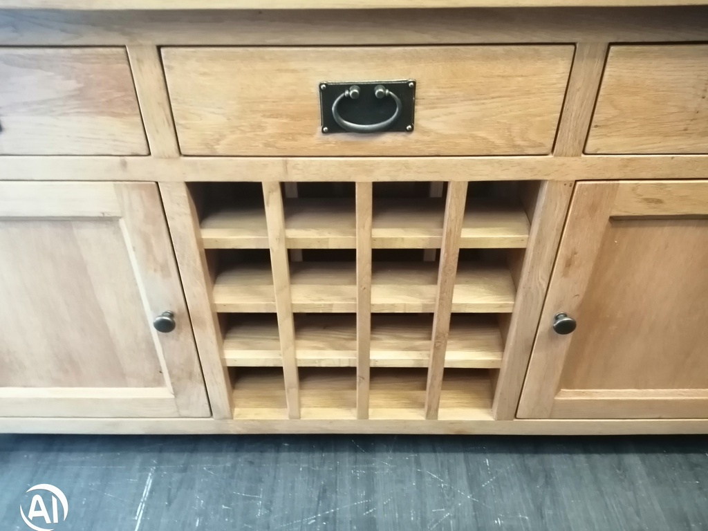 TRIPLE OAK SIDEBOARD WITH WINE RACK